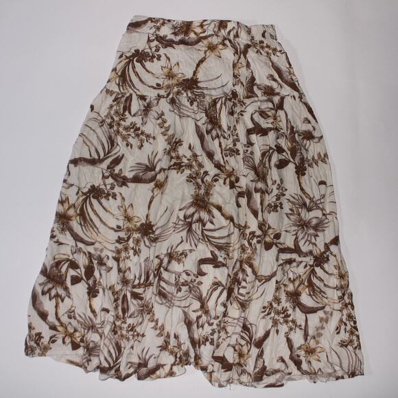 Anko Cream Maxi Skirt With A Brown Floral Print Size 10 - Picture 1 of 4